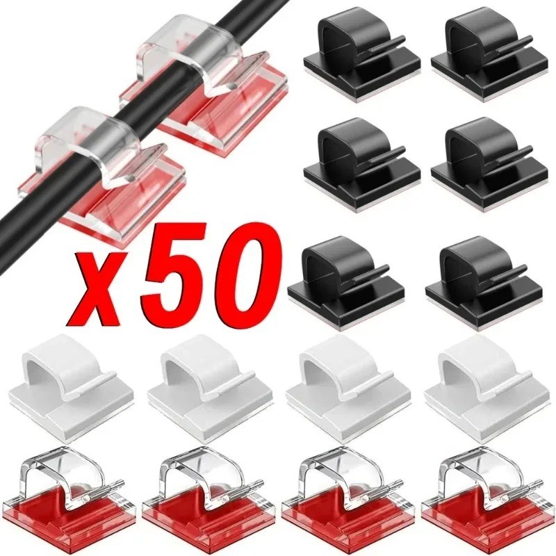 10/20/50PCS Cable Organizer Clips Wire Winder Holder Protector USB Cable Managem