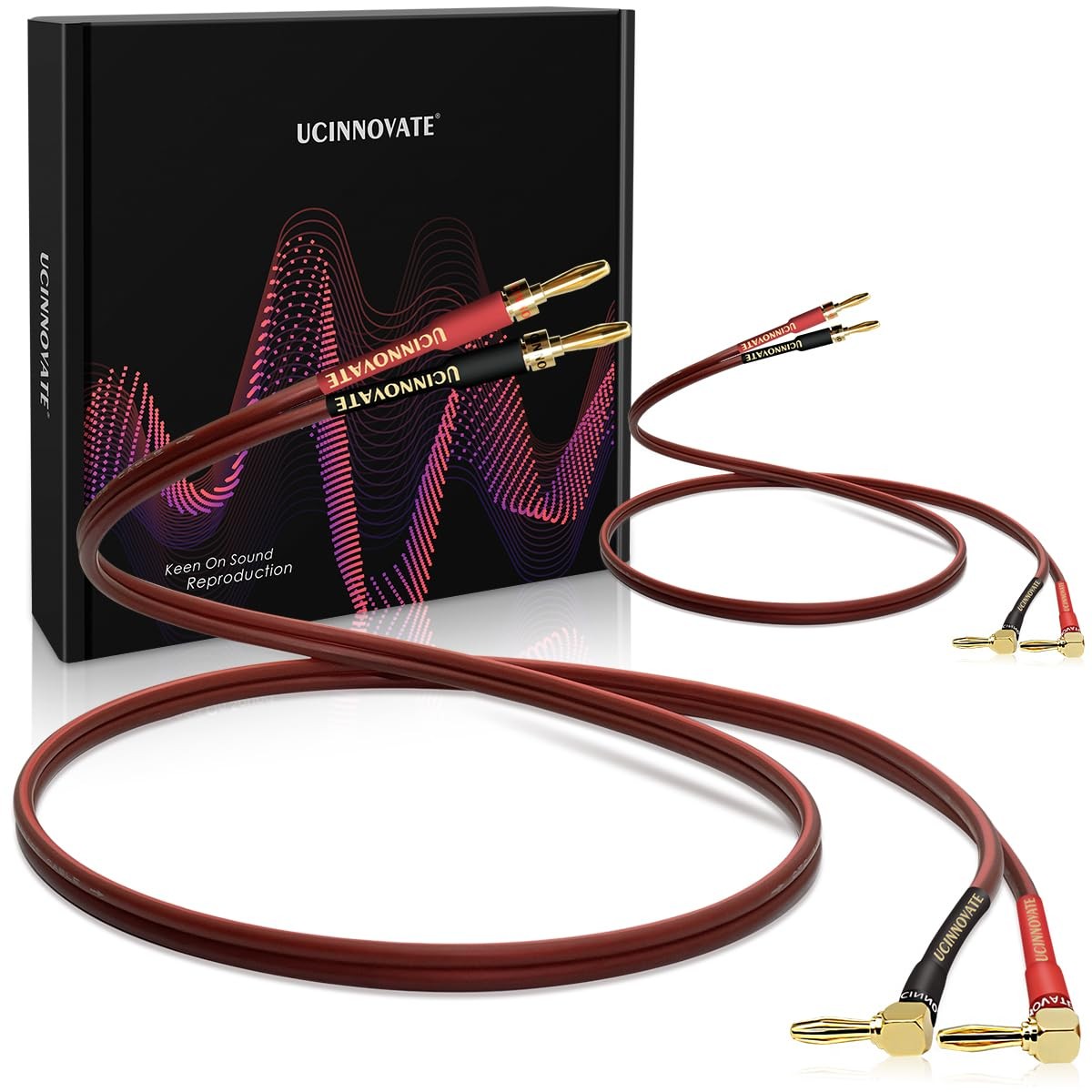 UCINNOVATE 2 Pack 2 x 2m OFC Speaker Cable, Cable with Banana Plugs