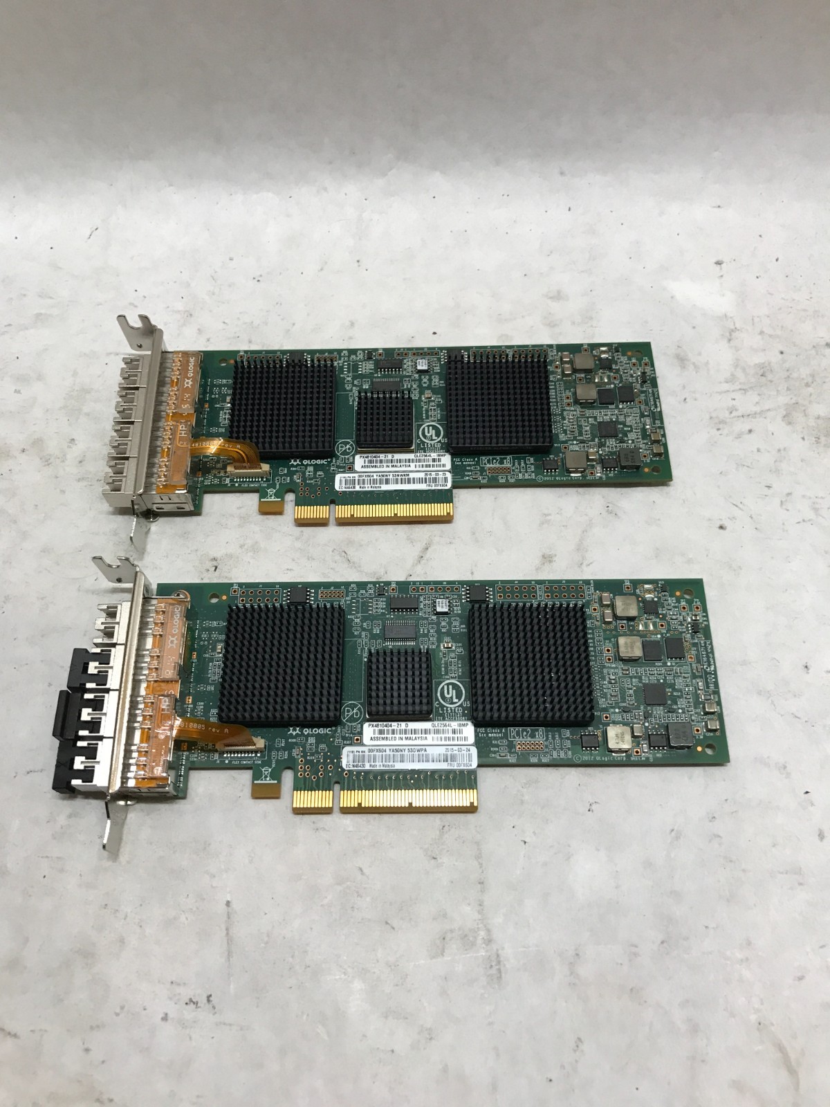 Lot of 2 IBM Qlogic QLE2564L-IBMP 4 Port 8Gbps Fiber Channel HBA PX4810404-21 DW
