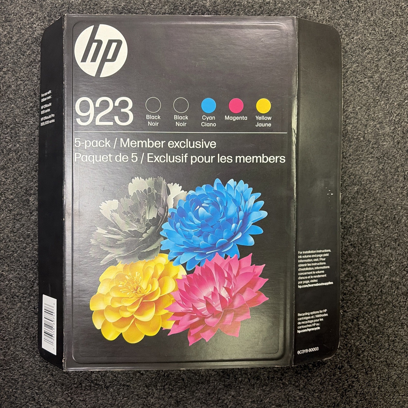 GENUINE HP 923 5-PACK 2 Black, C/M/Y Ink Cartridges Exp 12/2027 6C3Y8BN