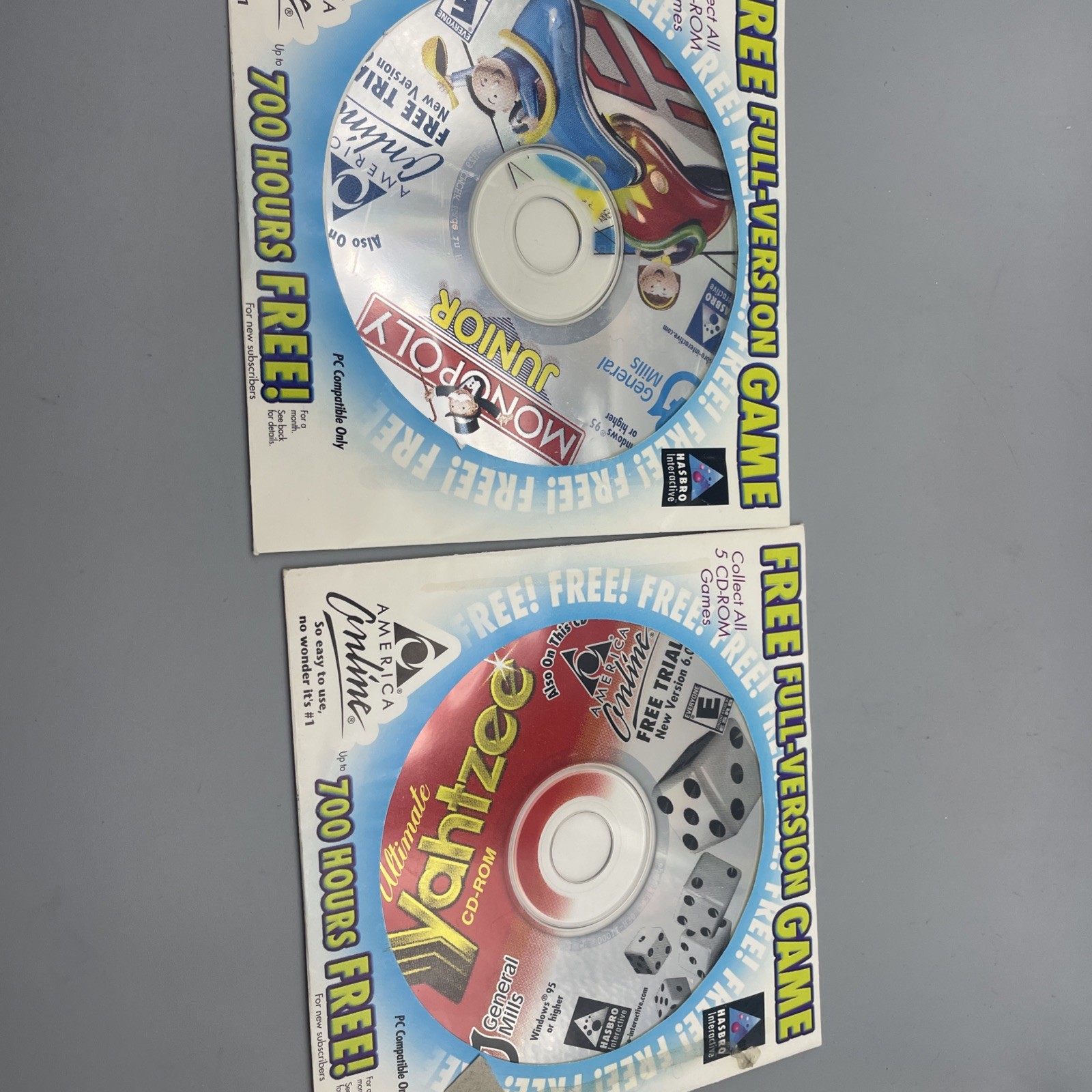 Lot 2 GENERAL MILLS CD ROM PC GAMES Monopoly Jr And Scrabble Yahtzee