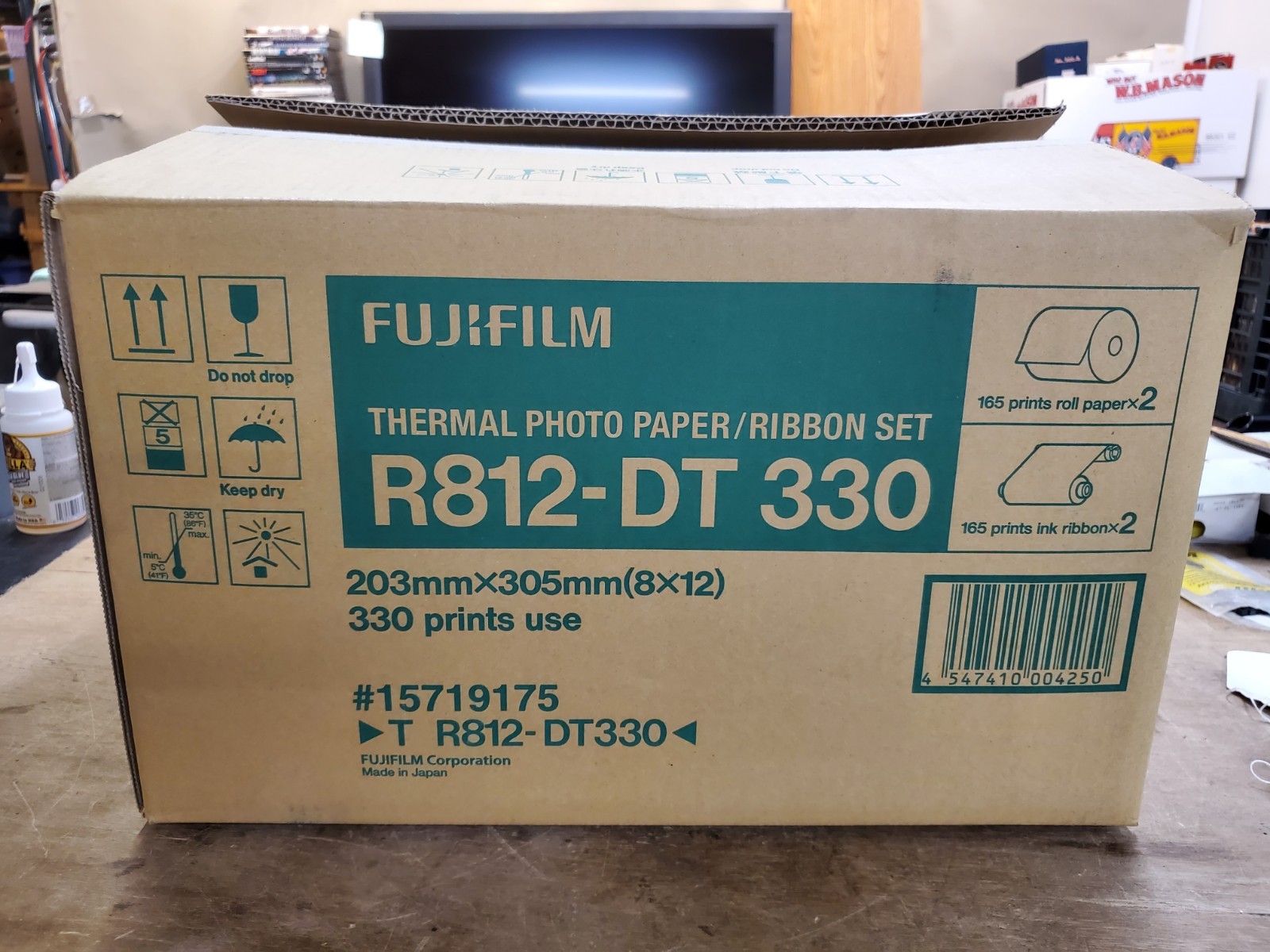 Fujifilm R812-DT 330 Thermal Photo Paper / Ribbon Set, 203x305 mm 8x12 in, New