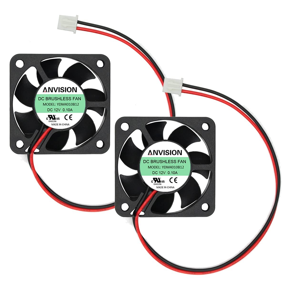 ANVISION 2-Pack 40mm x 10mm DC 12V Brushless Cooling Fan, Dual Ball Bearing, YDM