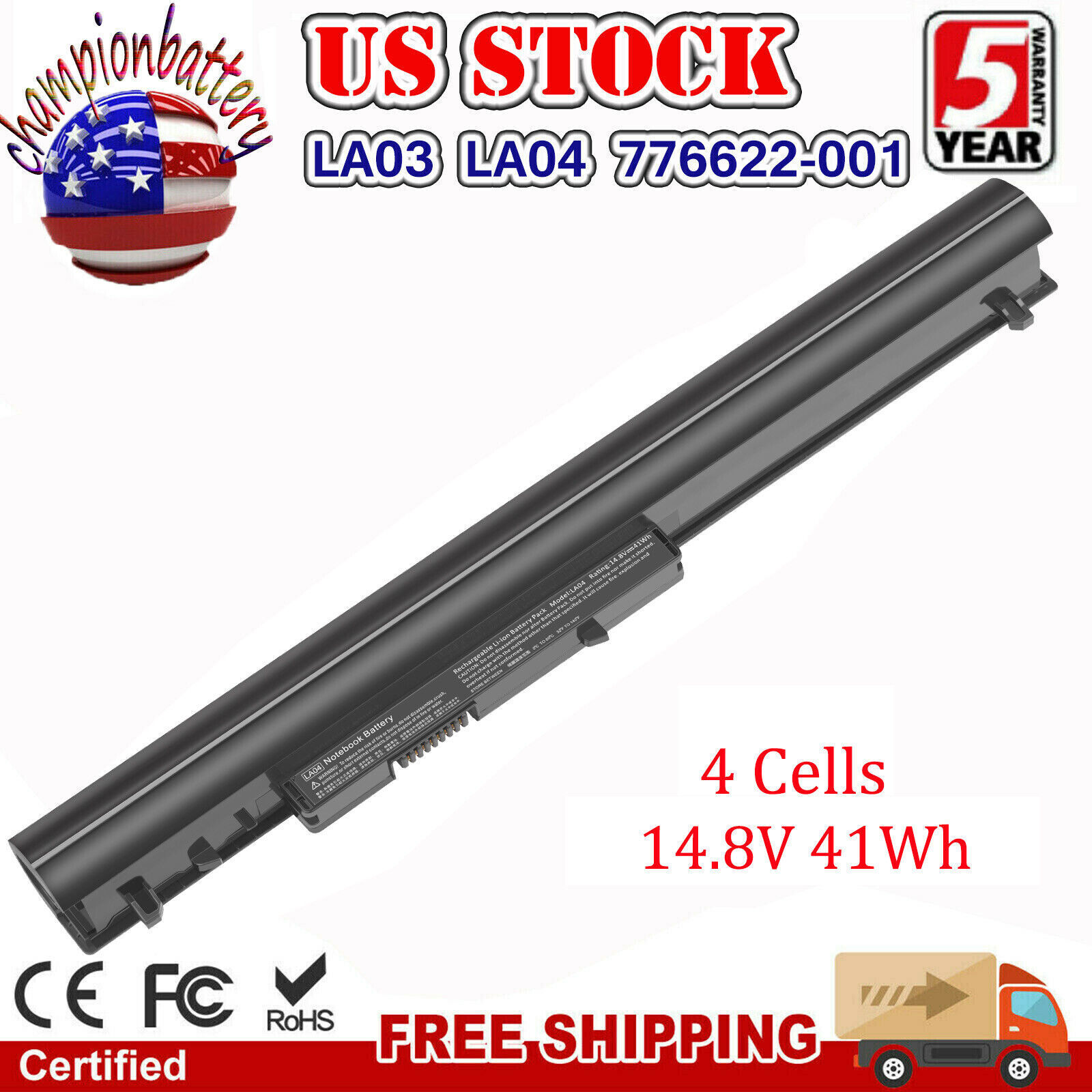 LA03 LA04 Battery For HP 15-F233WM 15-F247NR 15-F271WM 15-F272WM 776622-001 US