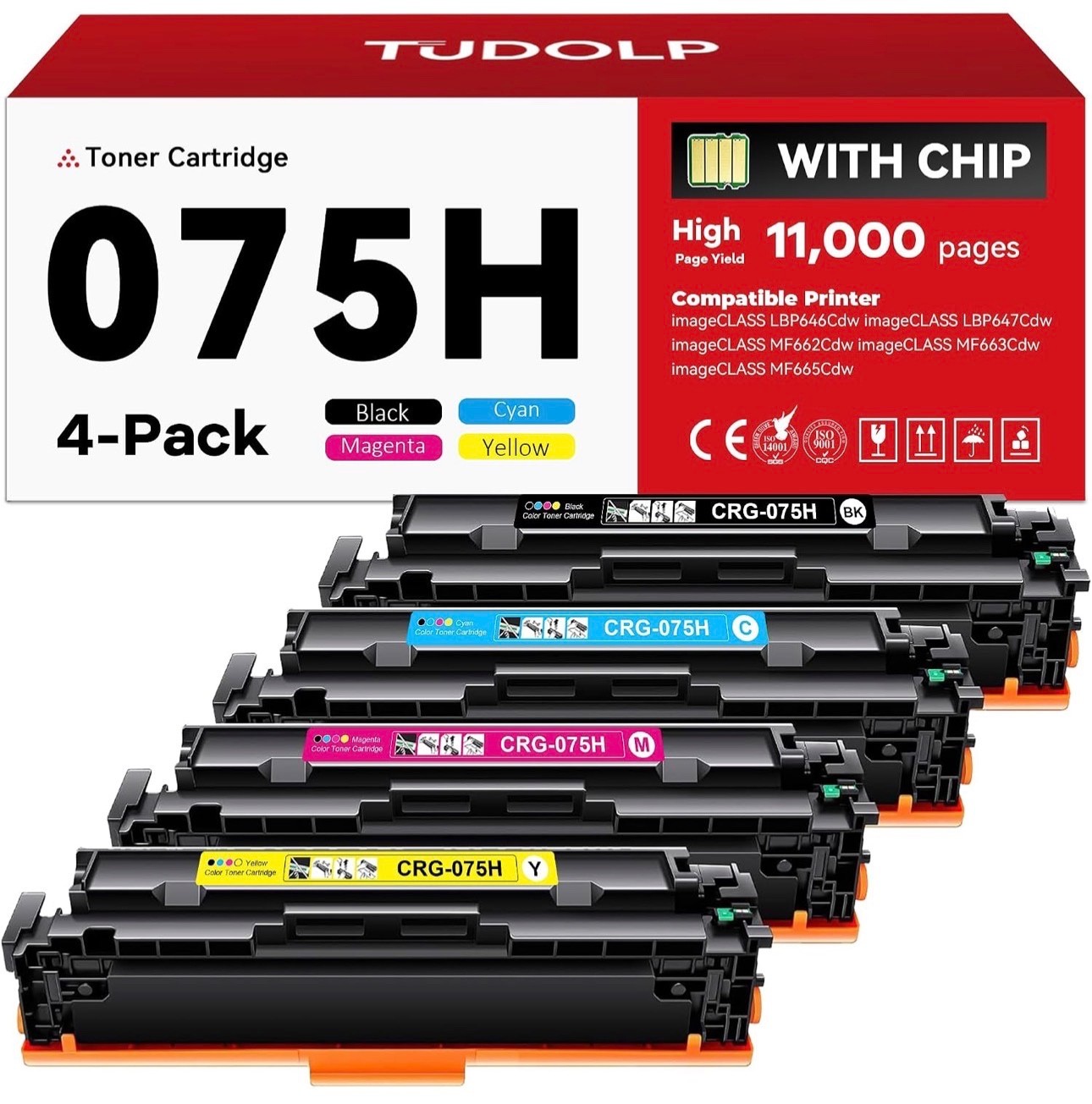 075H Toner Cartridge for Canon 075H Toner Color ImageCLASS MF665Cdw MF662Cdw