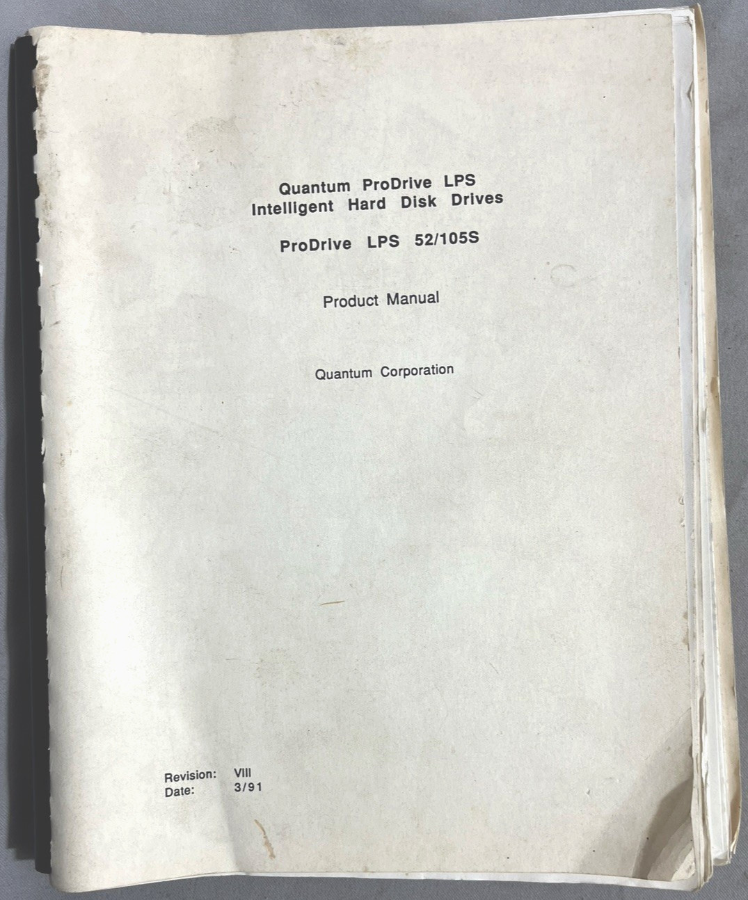 Quantum ProDrive HDD Technical Manual Model LPS 52/105S 03/1991 Quantum Corp.