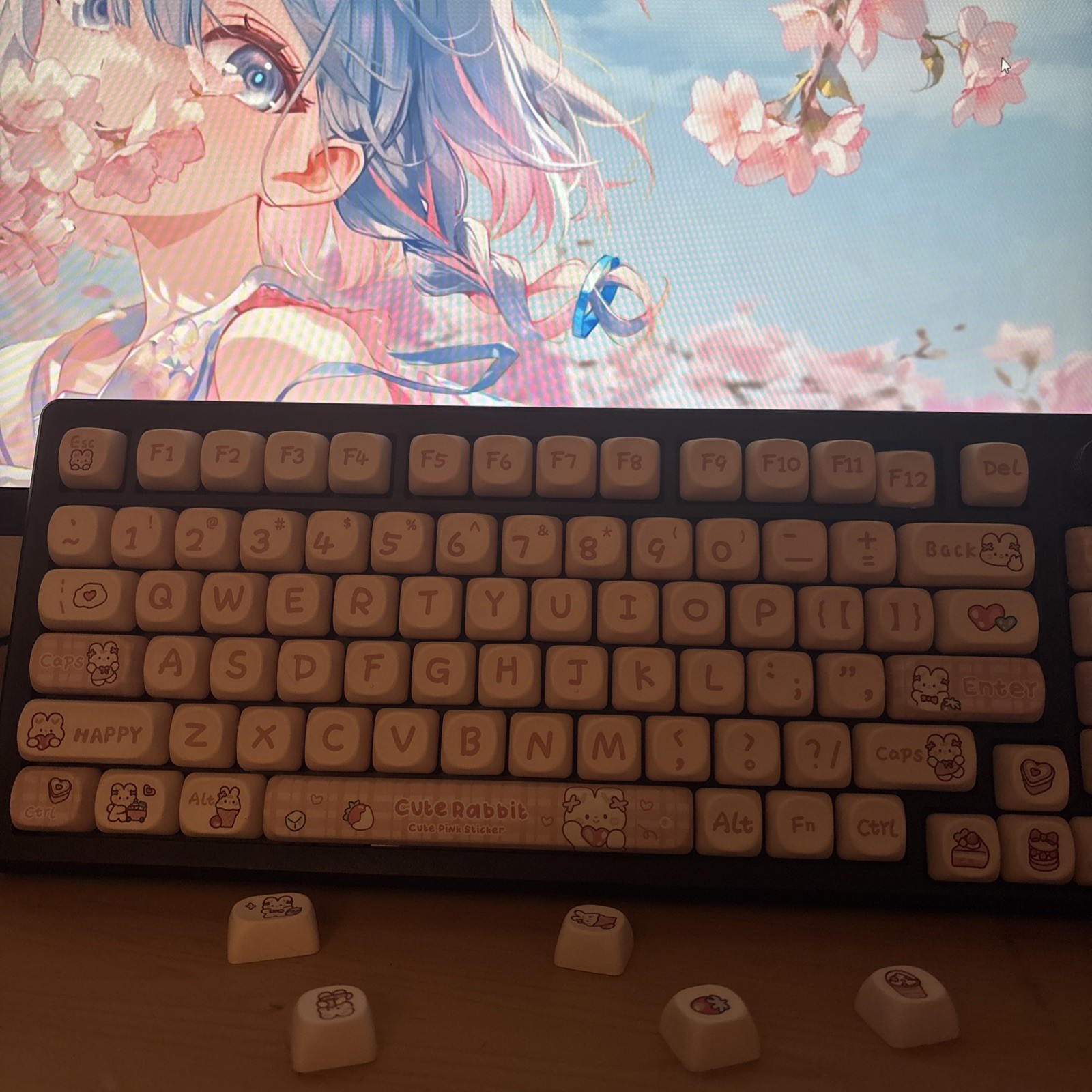 KAWAII Clicks Keycaps Snack Rabbit New With Extras Cute Bunny Full Set+ Extra