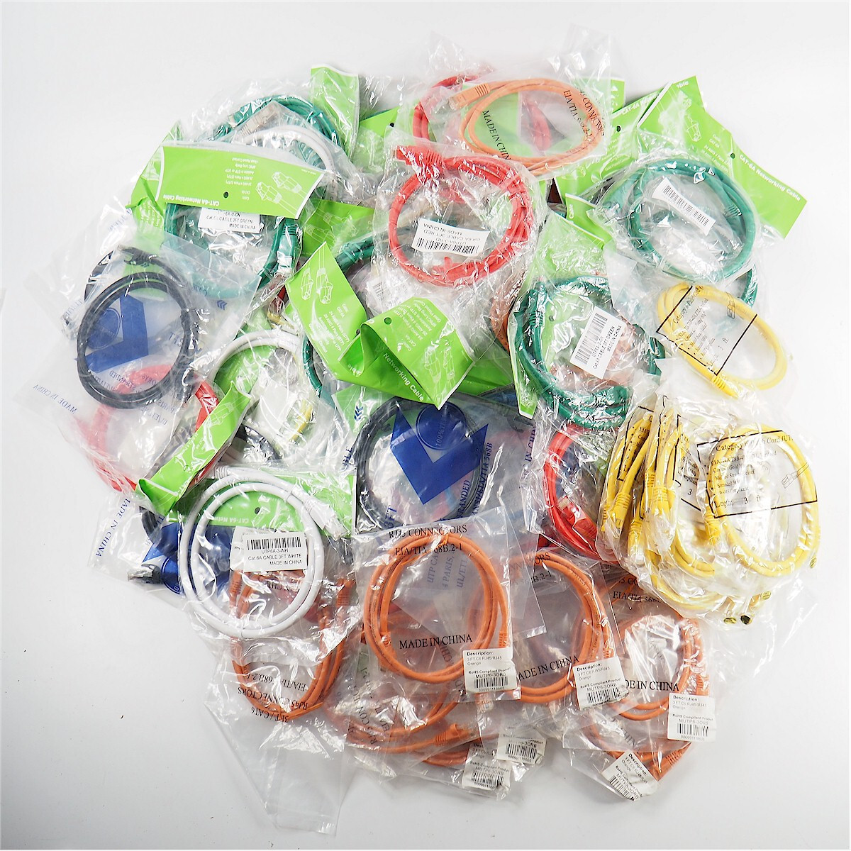 HUGE Lot of 74 NEW CAT6/CAT6A UTP Booted 24 AWG Cables *3 FT*