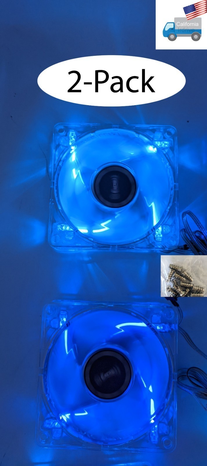 2-pack: NEW Enermax Twister 80mm BLUE LED ON/OFF 3pin Gaming PC Case Cooling Fan