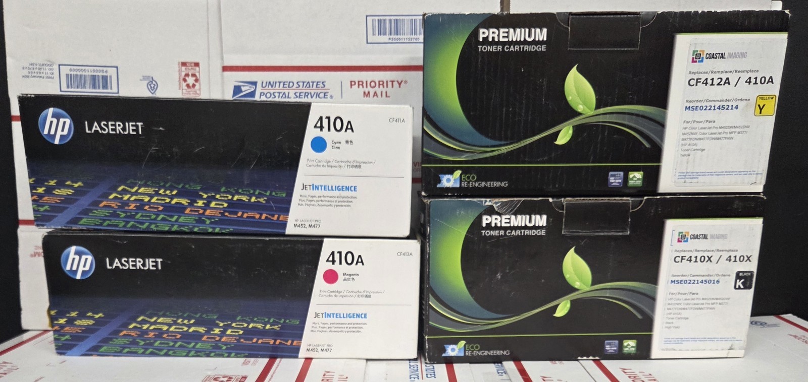 New Old Stock EXPIRED Genuine HP 410A LaserJet Toner Cartridges Lot Of 4 Sealed 