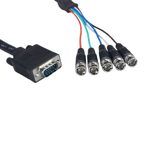 1Ft VGA HD15 to 5-BNC RGBHV Male M/M Video Monitor Cable Converter Adapter 24AWG