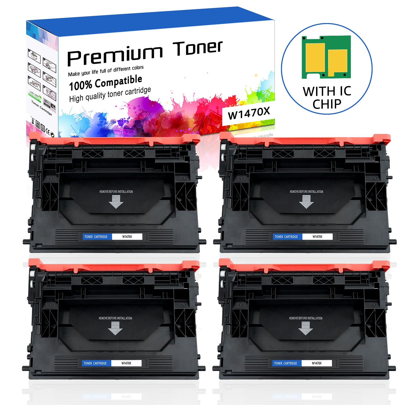 4x W1470X Toner Cartridge with Chip for 147X HP LaserJet M612dn MFP M635h M636fh