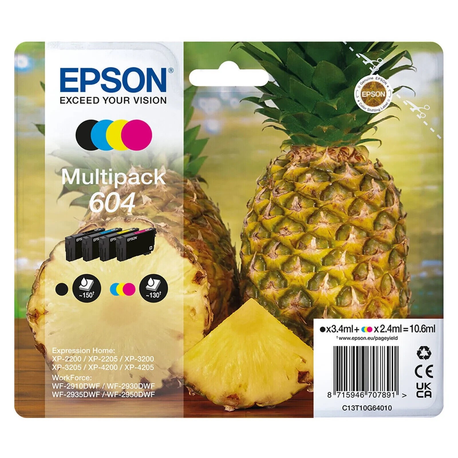 Genuine Epson Multipack 604 Ink Cartridges Pineapple C13T10G64010 - 4 Pack CMYK