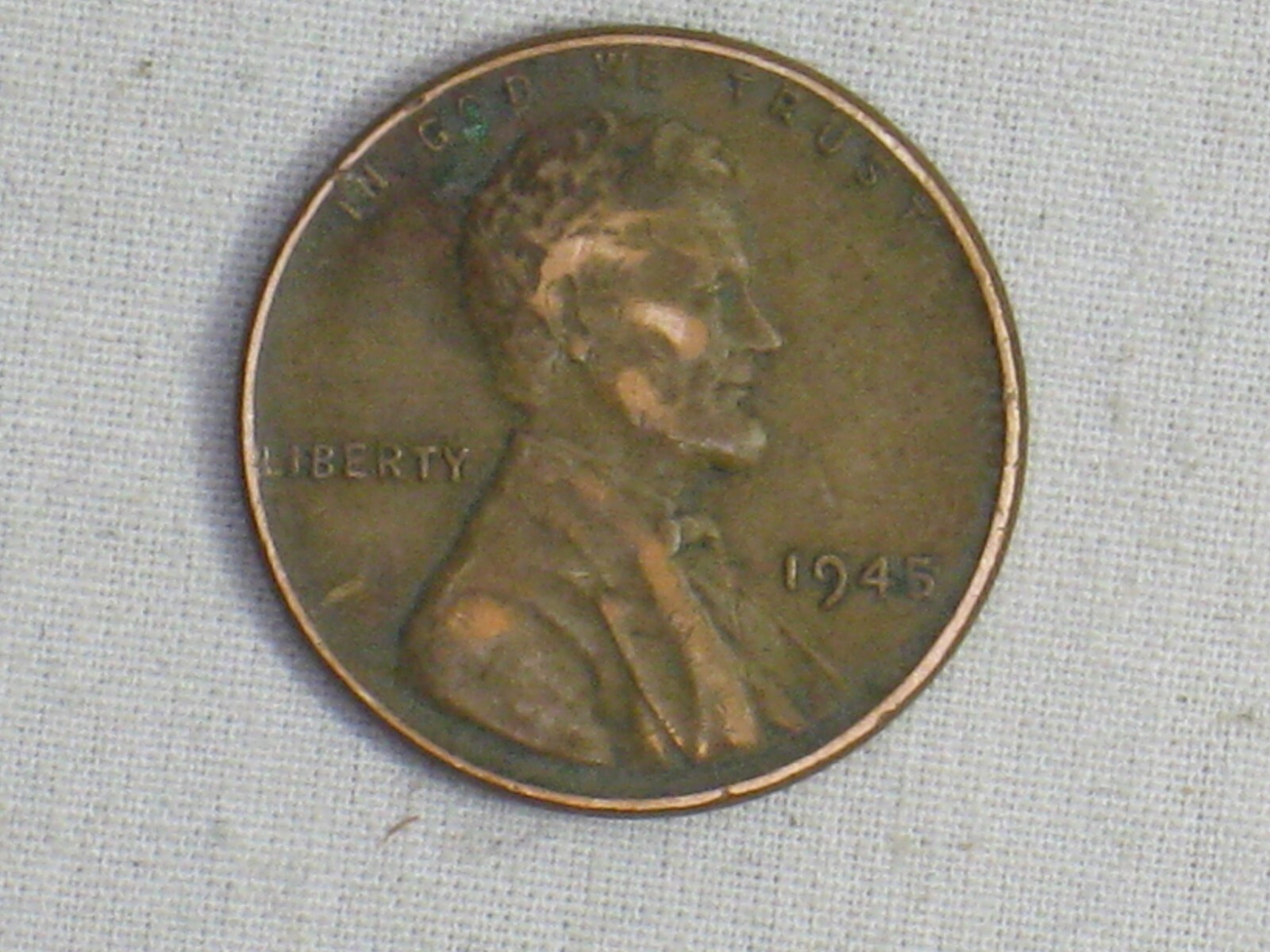 vintage 1945 ONE CENT coin Lincoln Wheat  no mint mark rare 1c  US