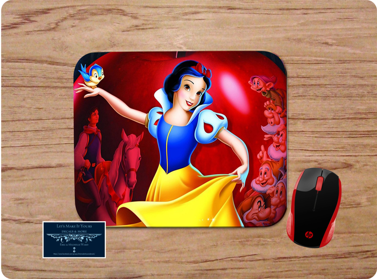 SNOW WHITE & PRINCE APPLE ART SCENE DISNEY INSPIRED CUSTOM PC MOUSEPAD DESK MAT