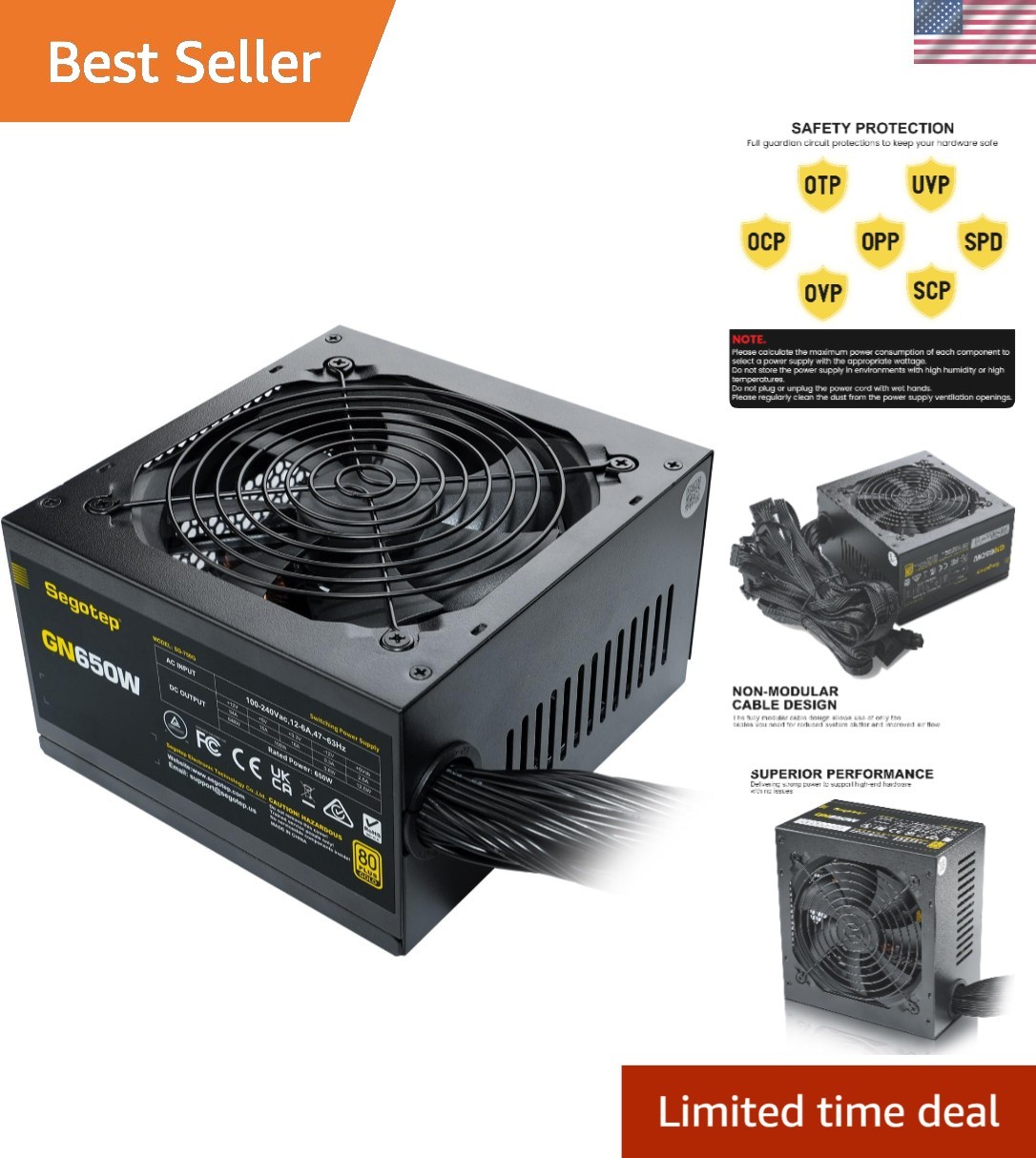 650W ATX Power Supply - 80 Plus Gold Certified for Gaming Excellence