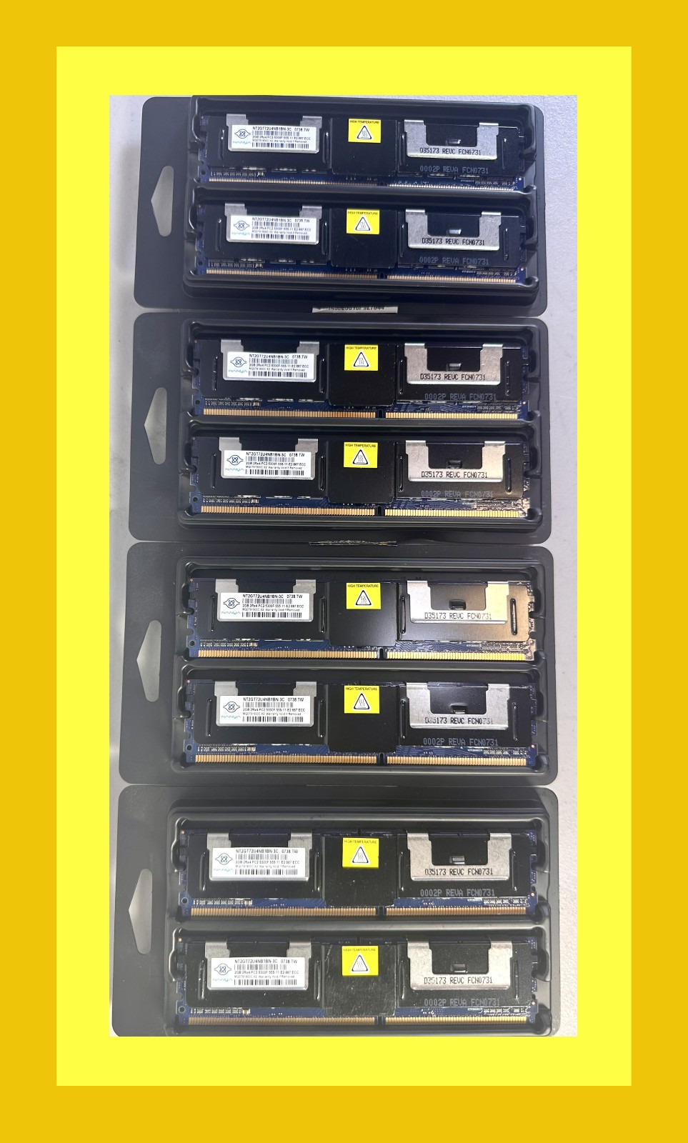 LOT of 8  NT2GT72U4NB1BN-3C (16GB) Nanya 2GB PC2-5300F DDR2-667MHz ECC 2Rx8 RAM