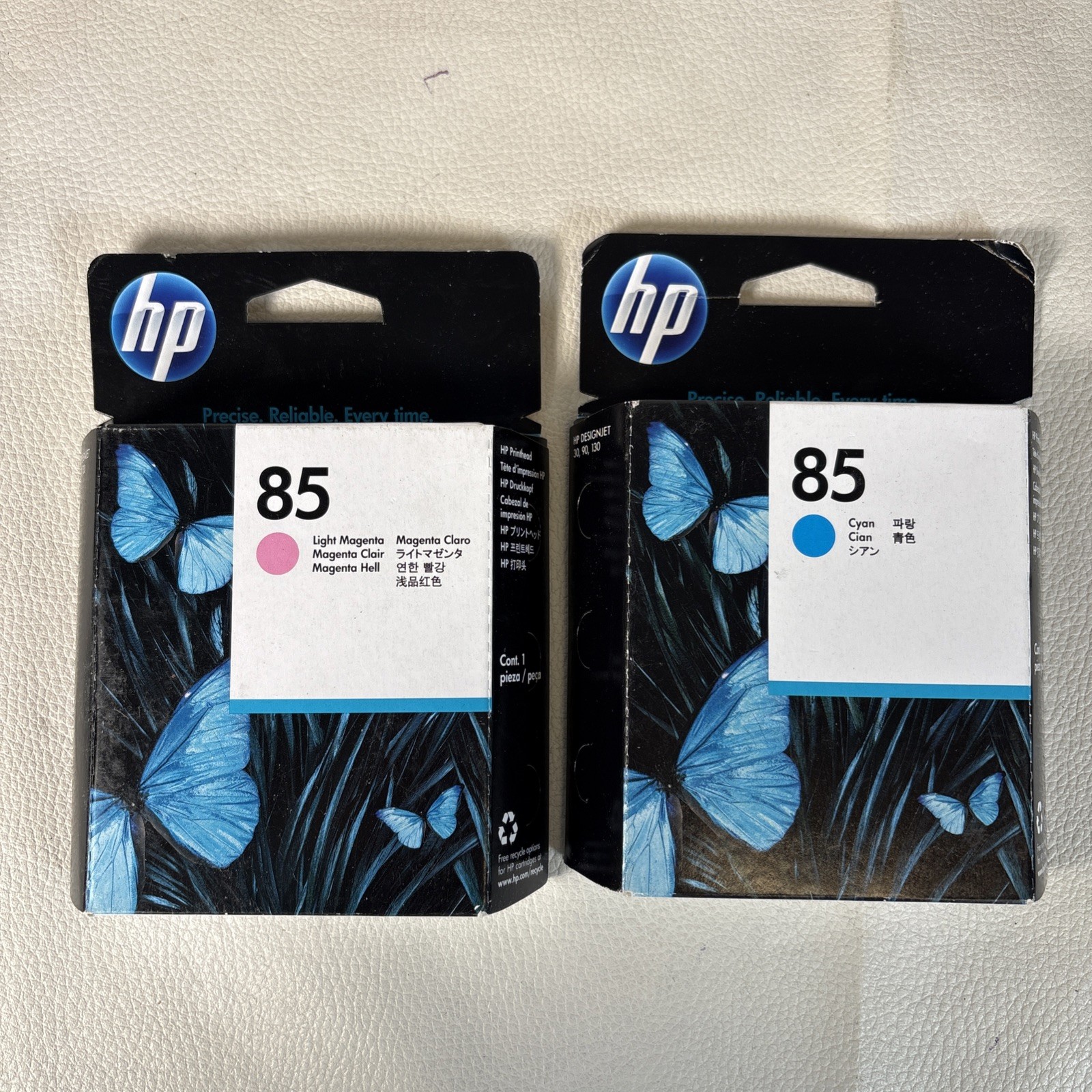 GENUINE AUTHENTIC HEWLETT PACKARD HP 85 CYAN & Light Magenta HP 30,90,130