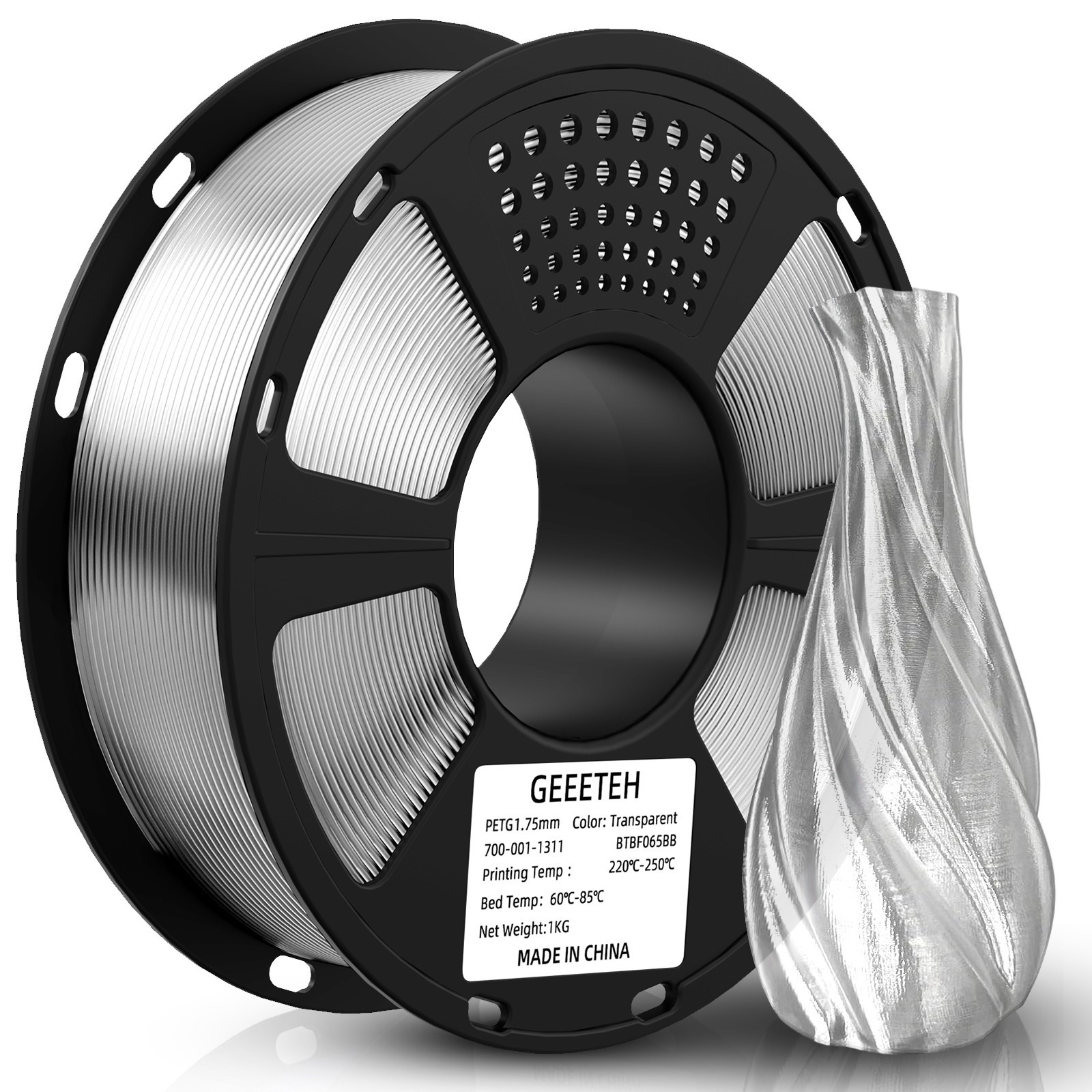 Geeetech PETG 3D Printer Filament 1.75mm 1kg Transparent PETG Strength Filament