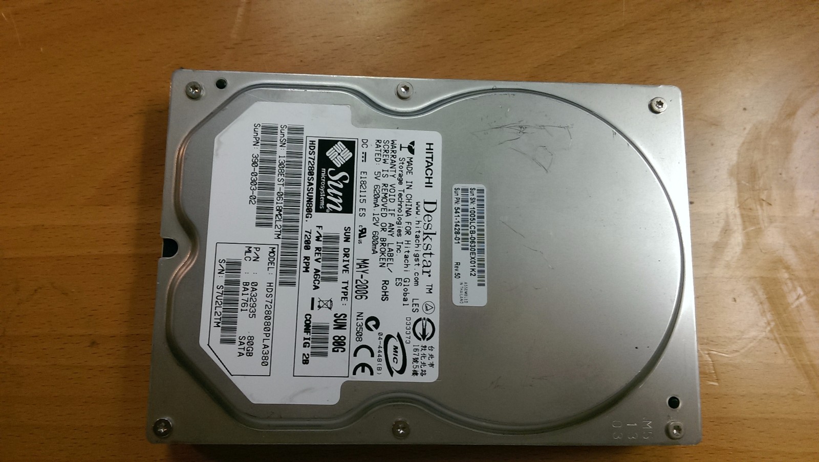 Sun 390-0303 80GB 7.2K SATA Hard Drive 541-1428 for T1000 