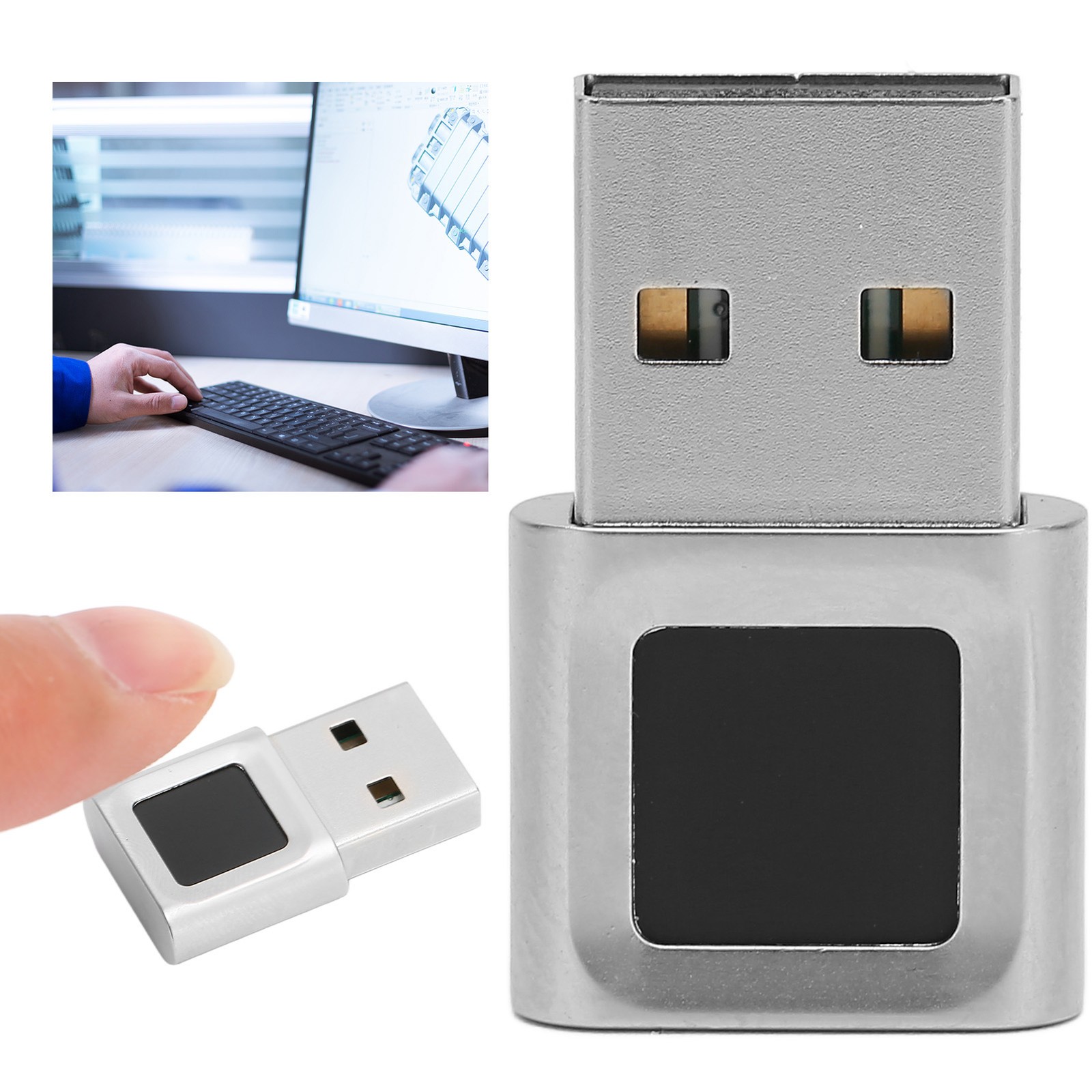 USB Fingerprint Recognition Reader Zinc Alloy Housing Fast Finger Match for Desk