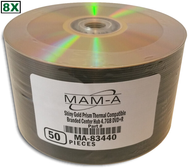 50-Pak MAM-A (Mitsui) GOLD (Archival-grade) 8X Shiny-Gold DVD+R, Mitsui #83440