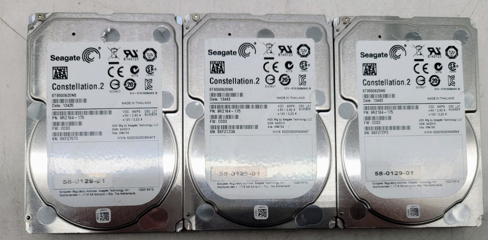 Lot of 3 Seagate Constellation.2 ST9500620NS 500GB 2.5" SATA Hard Drive