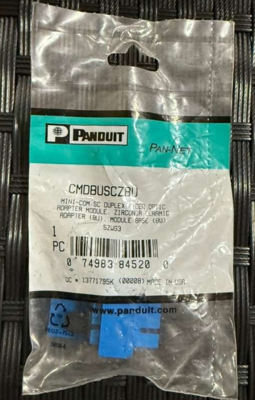 Panduit Mini-Com SC Duplex Fiber Optic Adapter Module, Blue CMDBUSCZBU 