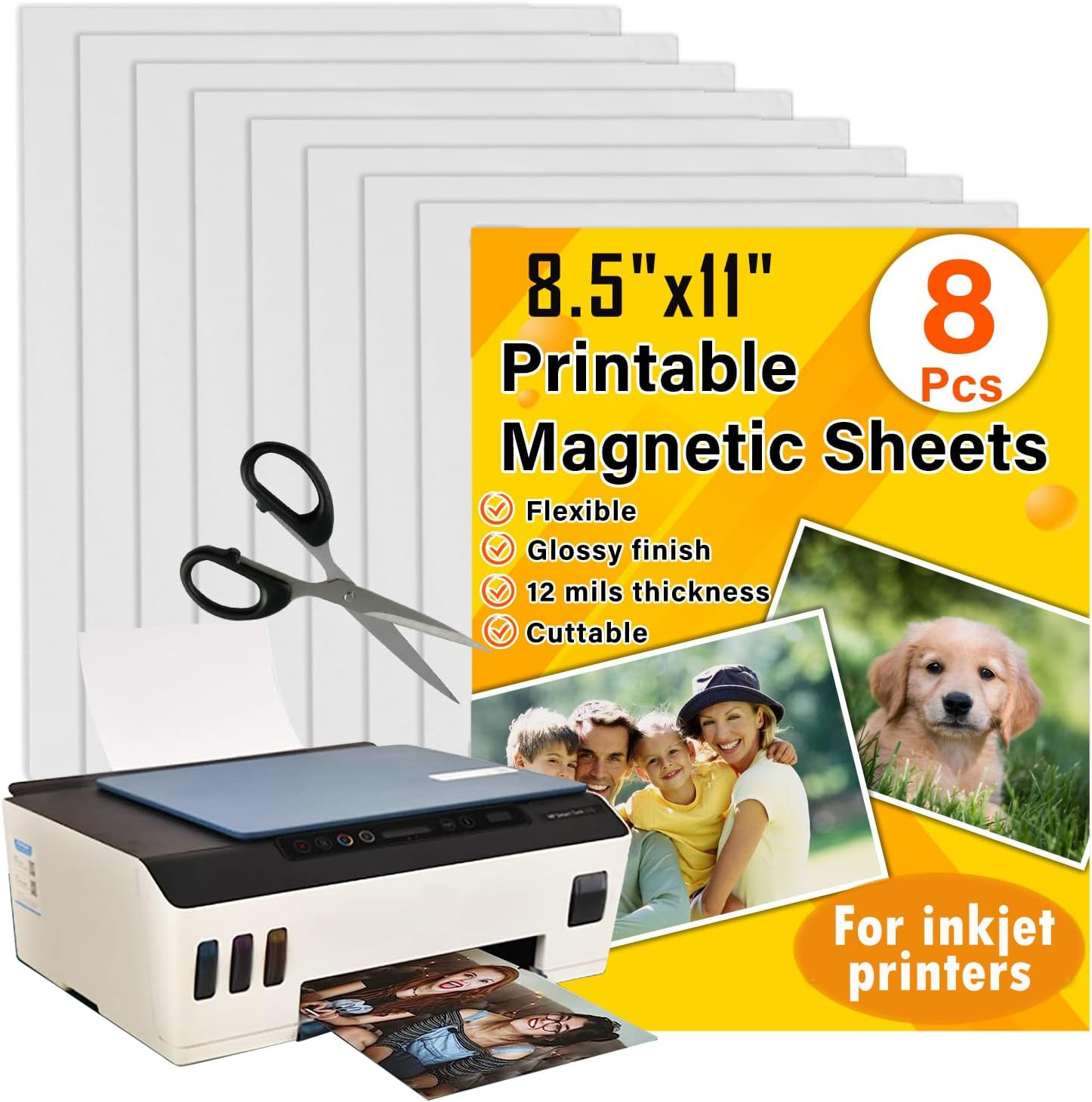 Printable Magnetic Sheets 8.5 X 11, Glossy 8 Pcs for Inkjet Printers
