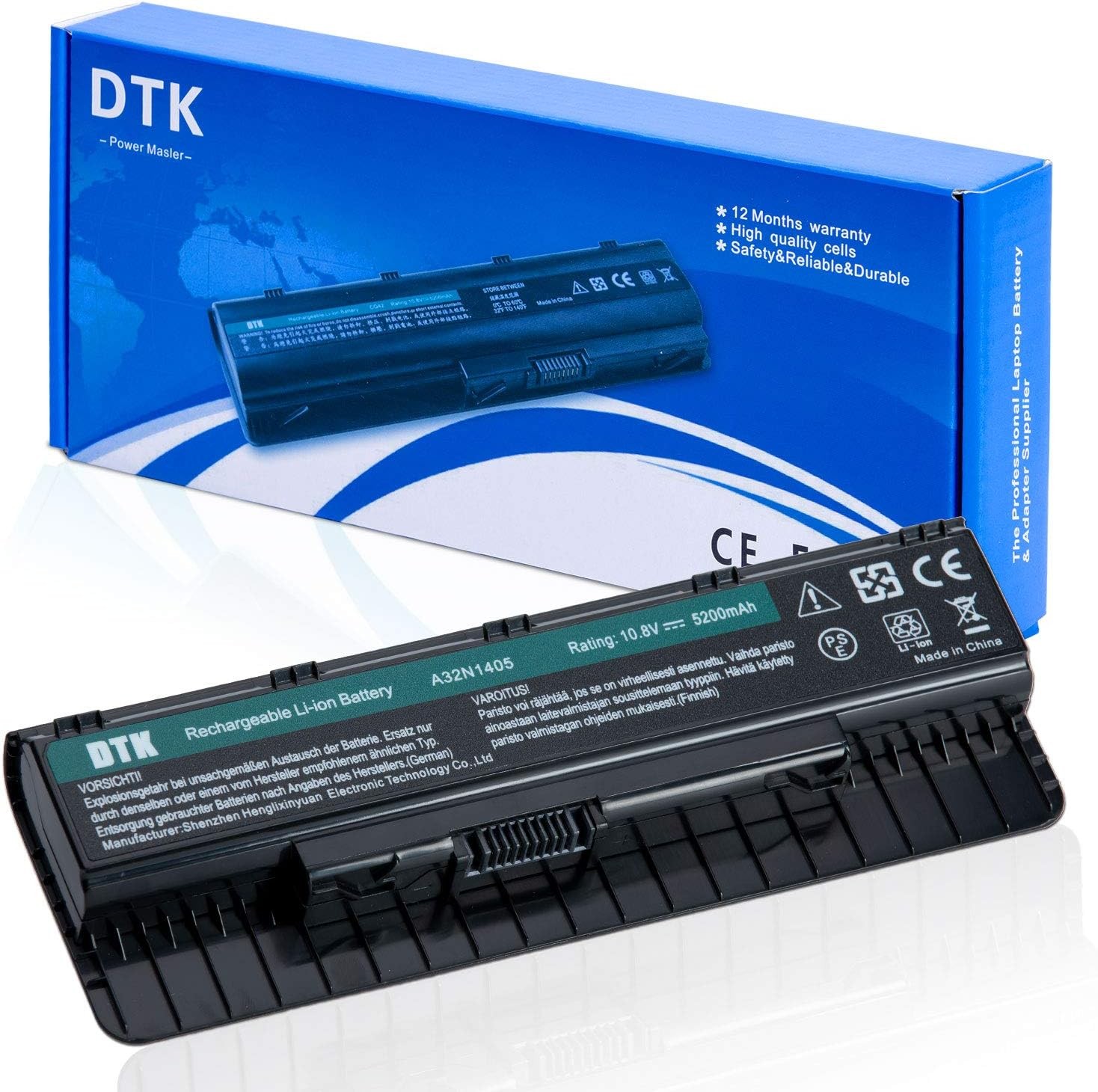 DTK Laptop Battery for ASUS A32N1405, 10.8V 5200mAh