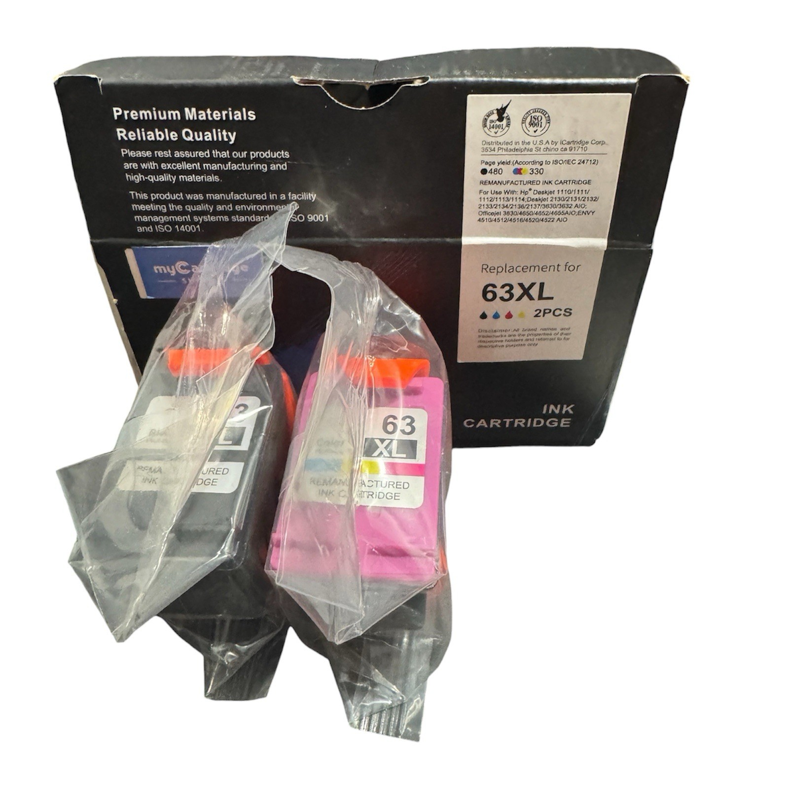 My Cartridge Printer Ink for HP 3630 2 PK - 63XL BLACK & 63XL COLOR NIB