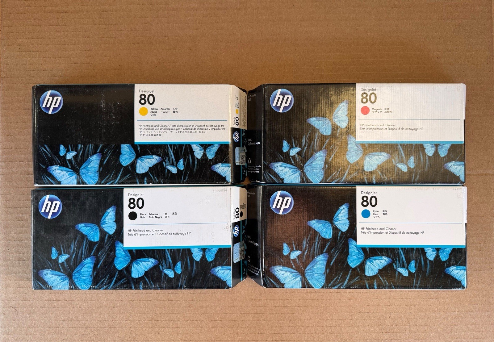 2021-2023 SET 4 HP 80 PRINTHEADS DESIGNJET 1000 C4820A C4821A C4822A C4823A