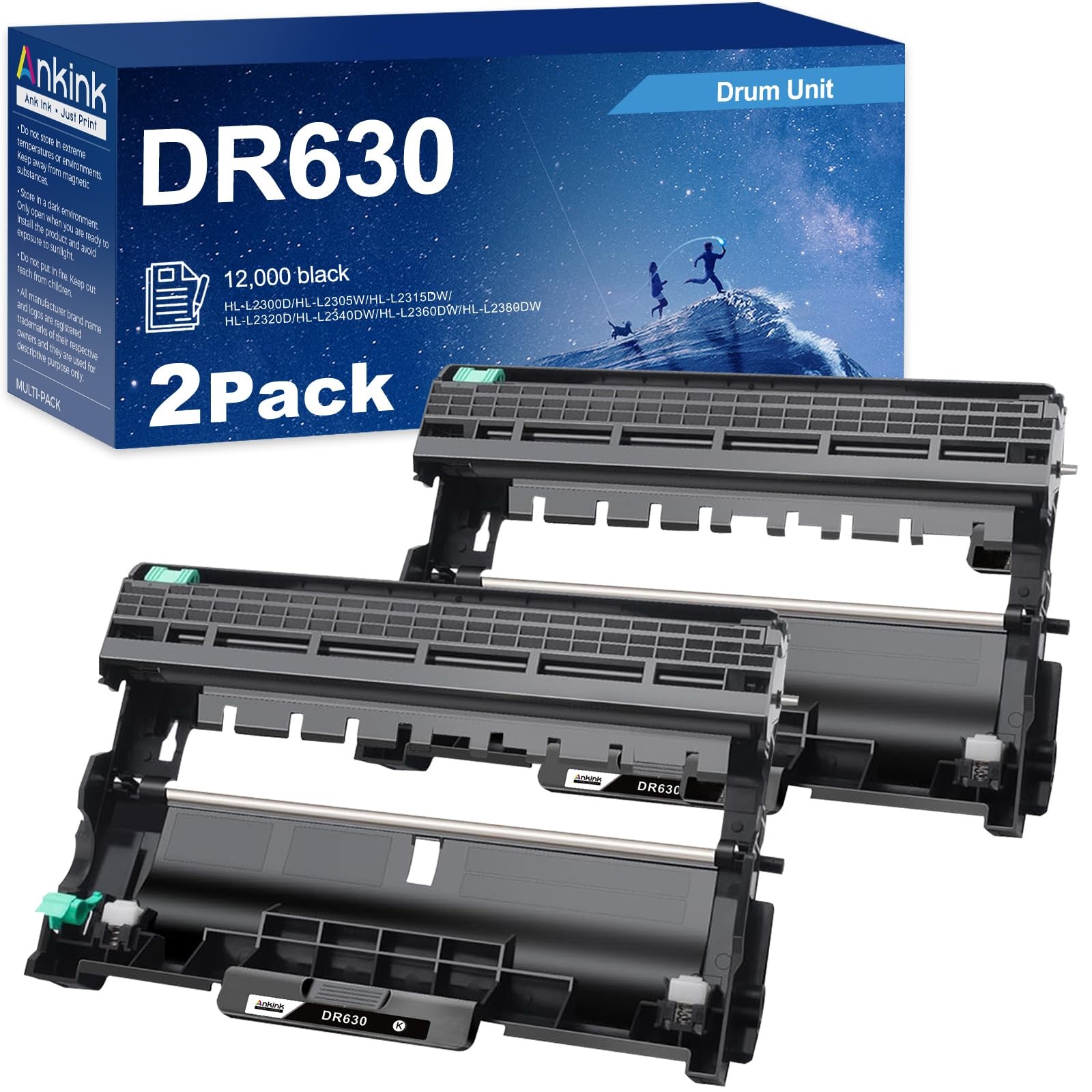 Ankink DR630 Drum Unit 2 Pack Compatible for Brother HL-L2300D MFC-L2700DW