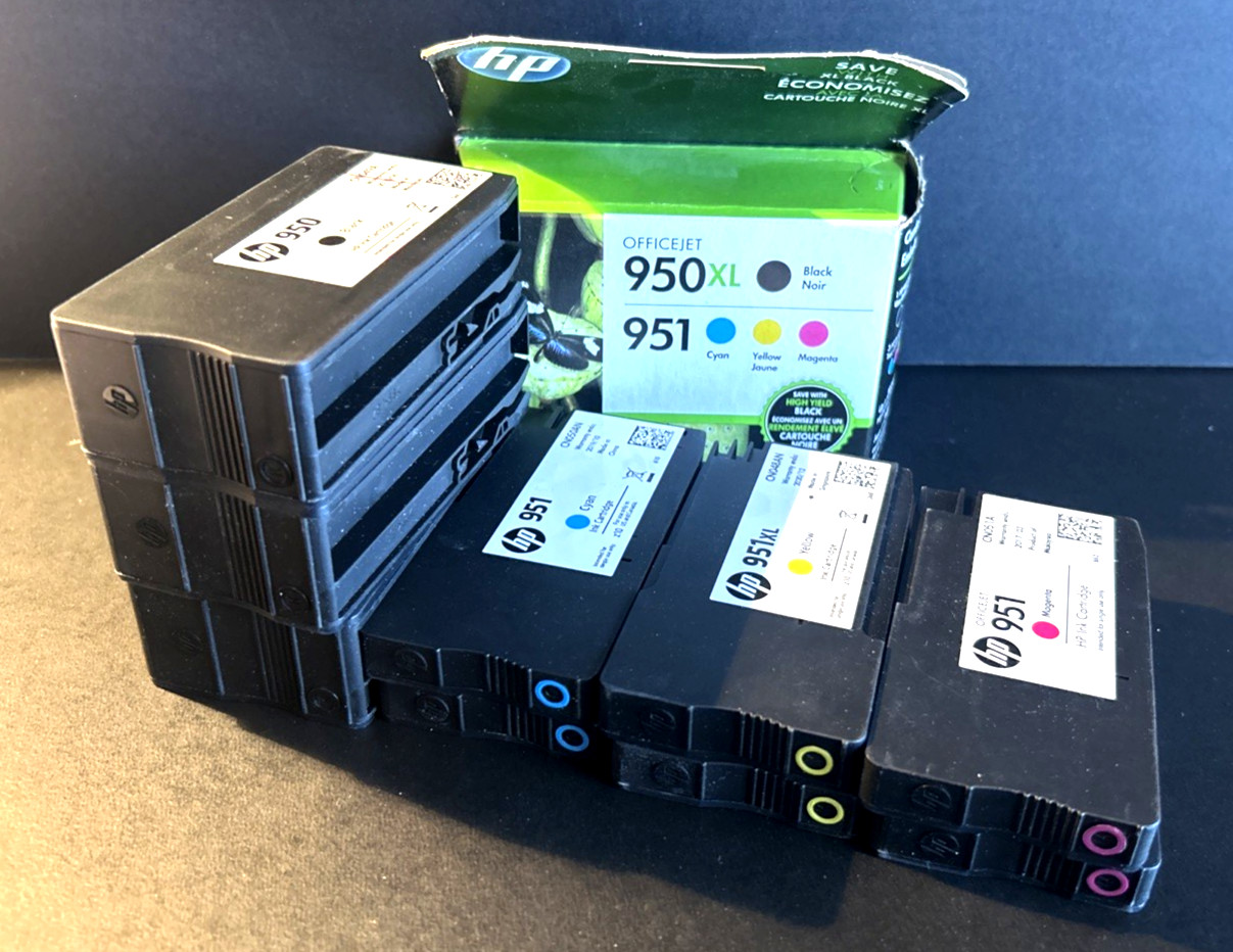 Lot of 9 - Empty Genuine HP 950 951 951xl Virgin Ink Cartridges to Refill