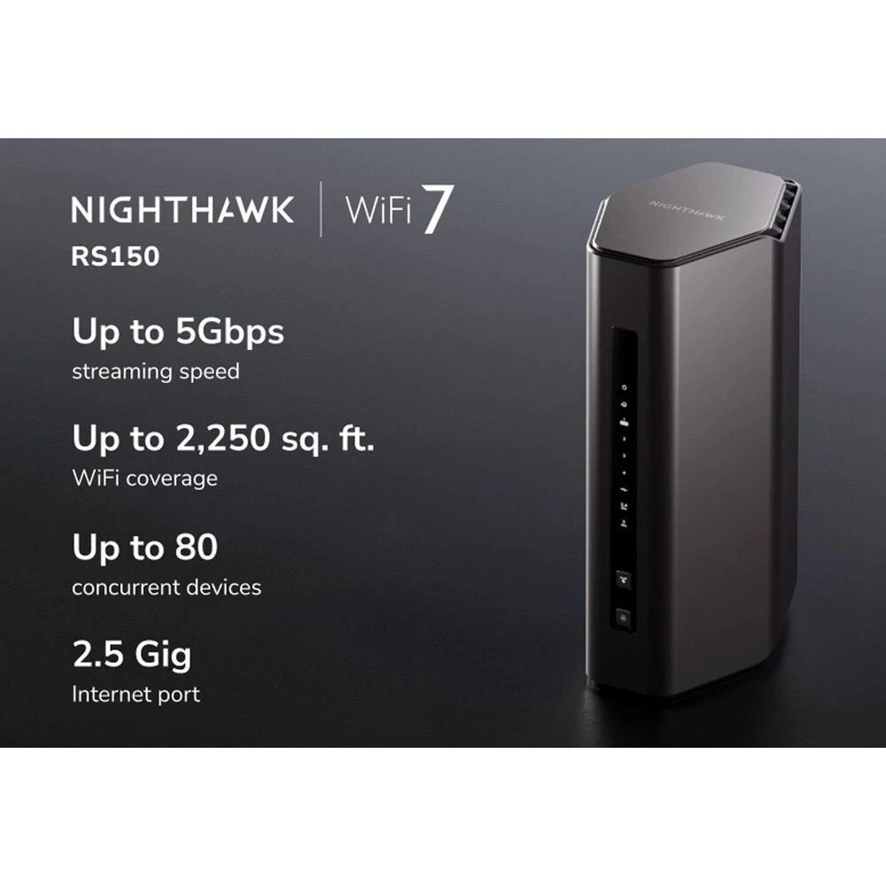 Netgear Nighthawk RS150 WiFi 7 Dual Band Router BE5000 5Gbps Black OPEN BOX