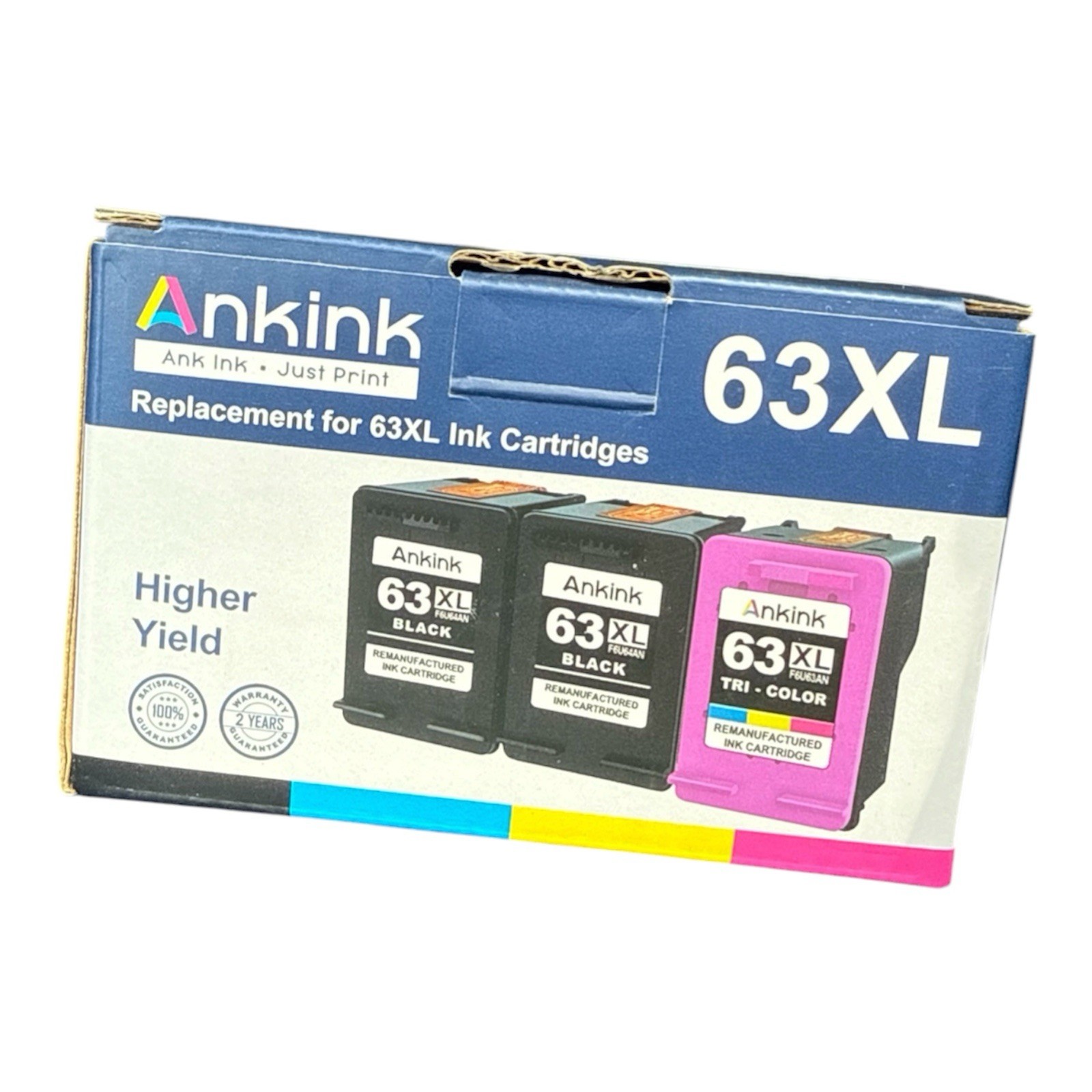 Ankink 63XL Ink Cartridges Replacement for HP63 XL 2 Black 1 Tri Color Exp 4/25
