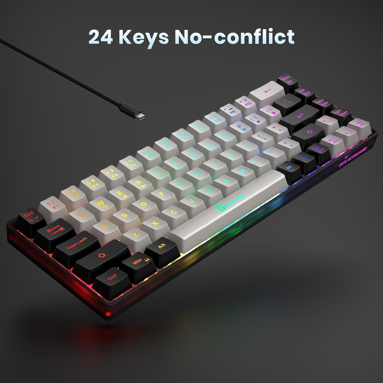Ultra-Compact, Anti-Ghosting, No-Conflict, 65% Gaming Keyboard.