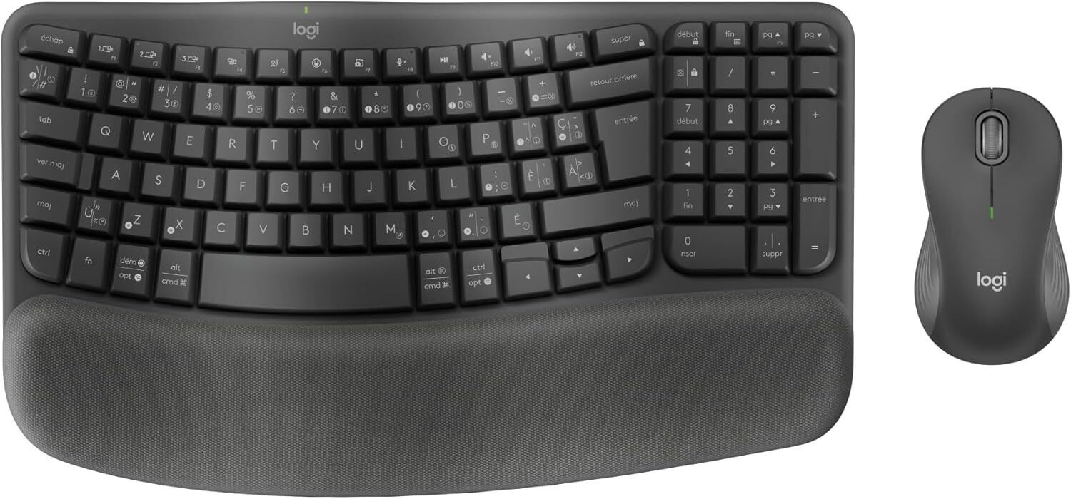 Logitech Wave Keys MK670 Combo [FRENCH] Wireless Ergonomic Keyboard M650 L Mouse