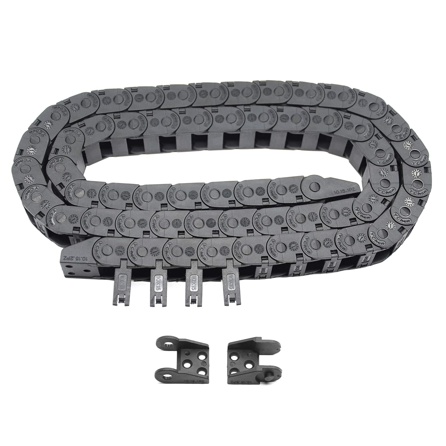 R18 Internal Size 10X15mm 1Meter Length Black Plastic Flexible Drag Chain Cable