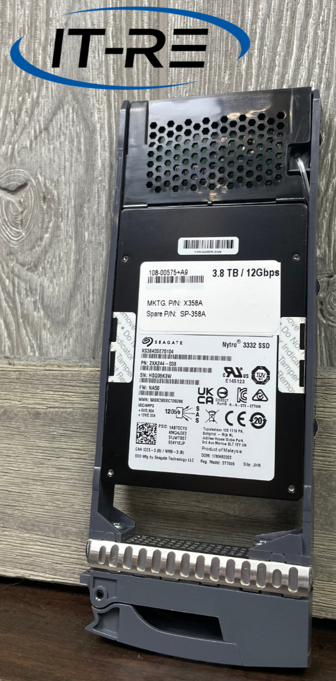 Netapp X358A 3.84TB SAS 12Gbps 2.5" SSD Seagate Nytro 3332 97-99% SSD Health