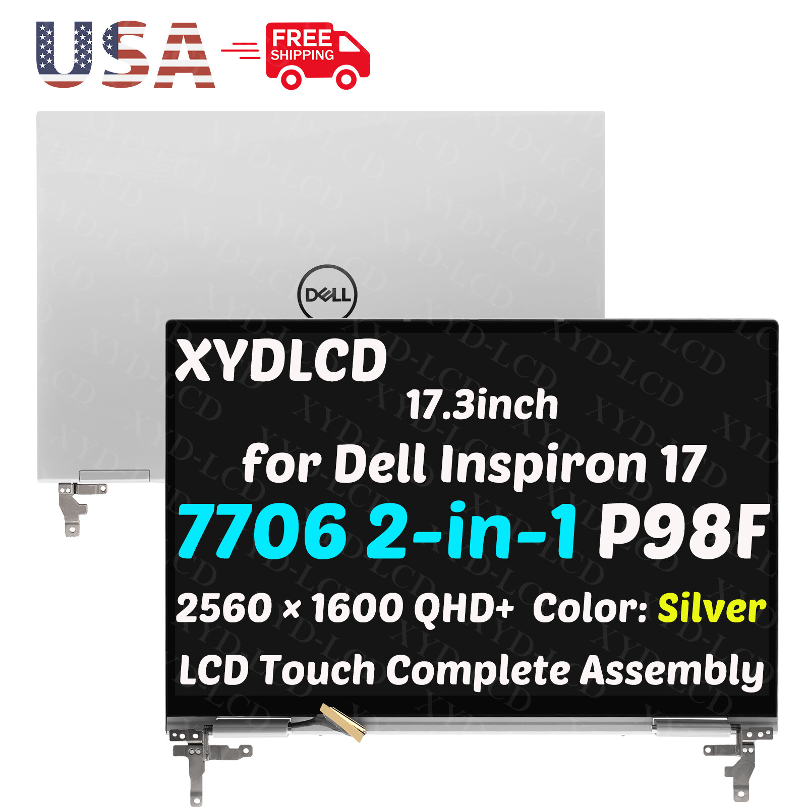 17.3" for Dell Inspiron 17 7706 2n1 P98F P98F001 LCD Touch Screen Complete QHD+