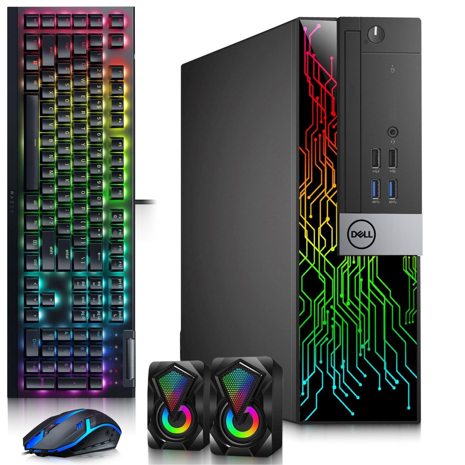 Dell 3040 RGB Gaming PC i7-6th 16GB 512GB SSD AMD RX550 RGB-KB&M & Speaker Win11