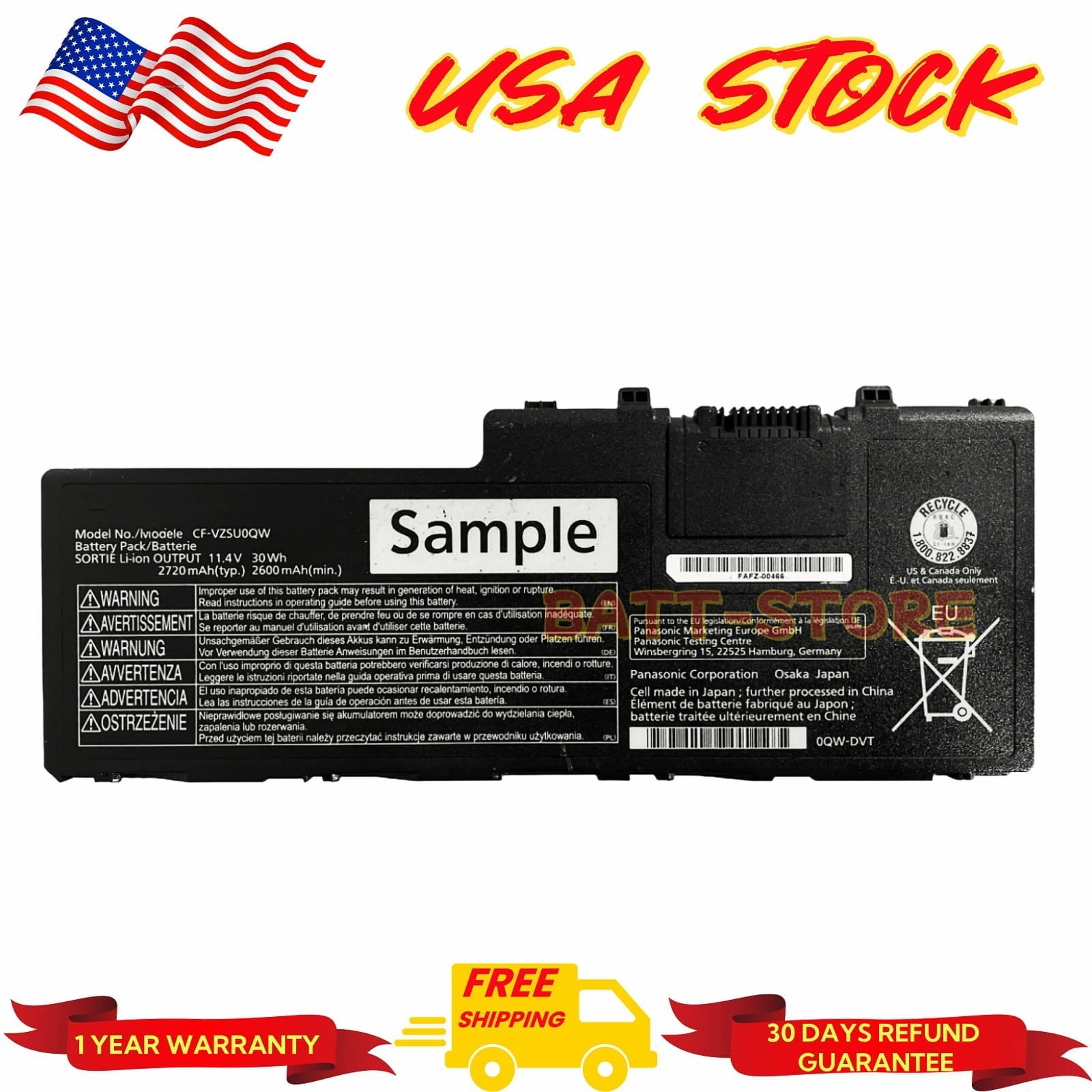 Oem 30Wh CF-VZSU0QW CF-VZSU0QK New Battery for Panasonic Toughbook CF-20 Series