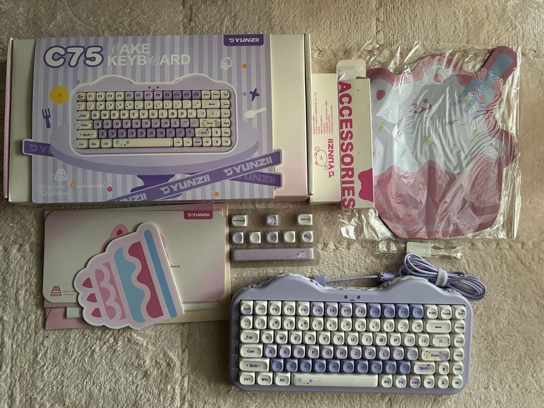 YUNZII C75 CAKE KEYBOARD Purple JP Layout Wired Gaming Keyboard Used
