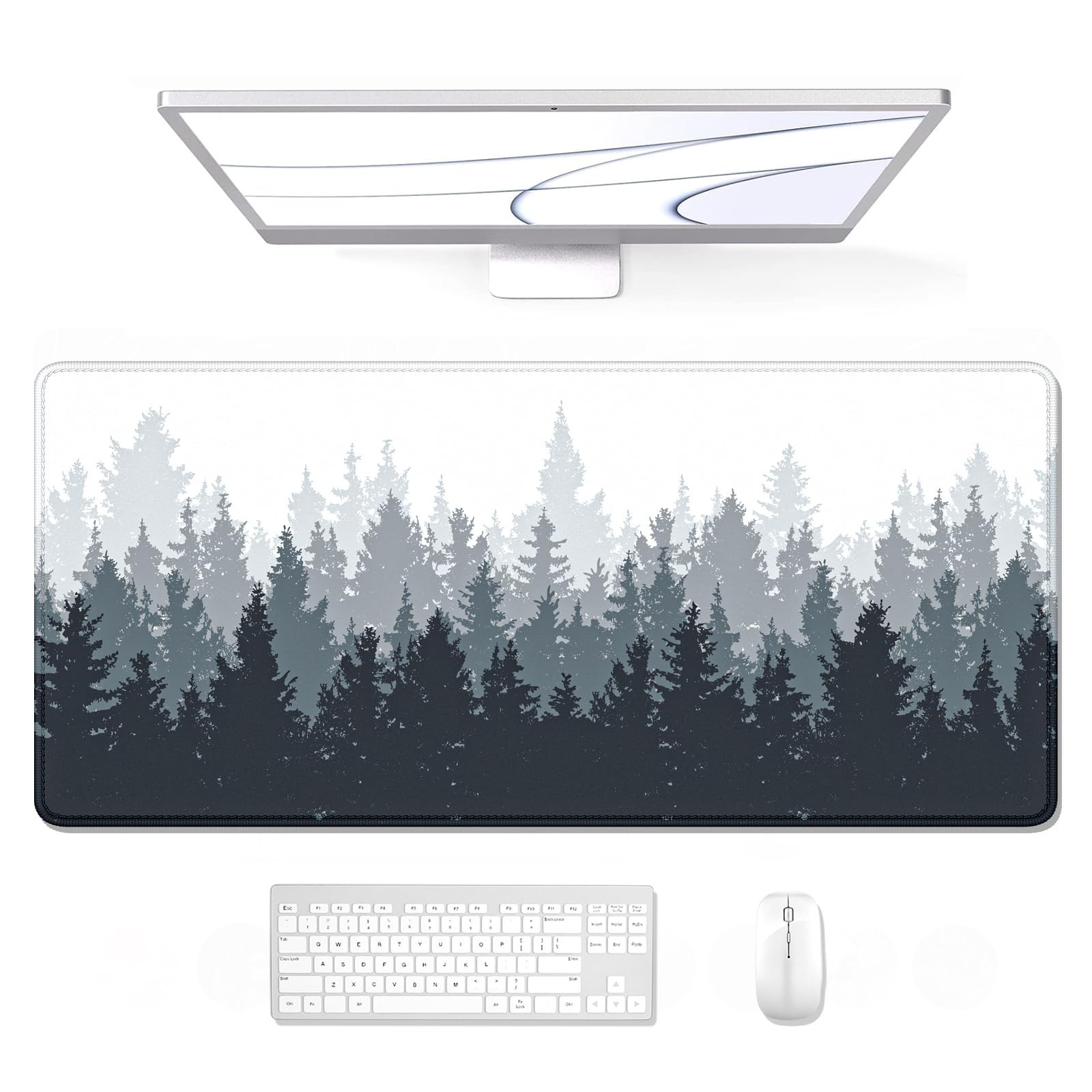 Auhoahsil Large Gaming Mouse Pad, Forest Theme XXL 35.4 x 15.7 in Desk Pad St...