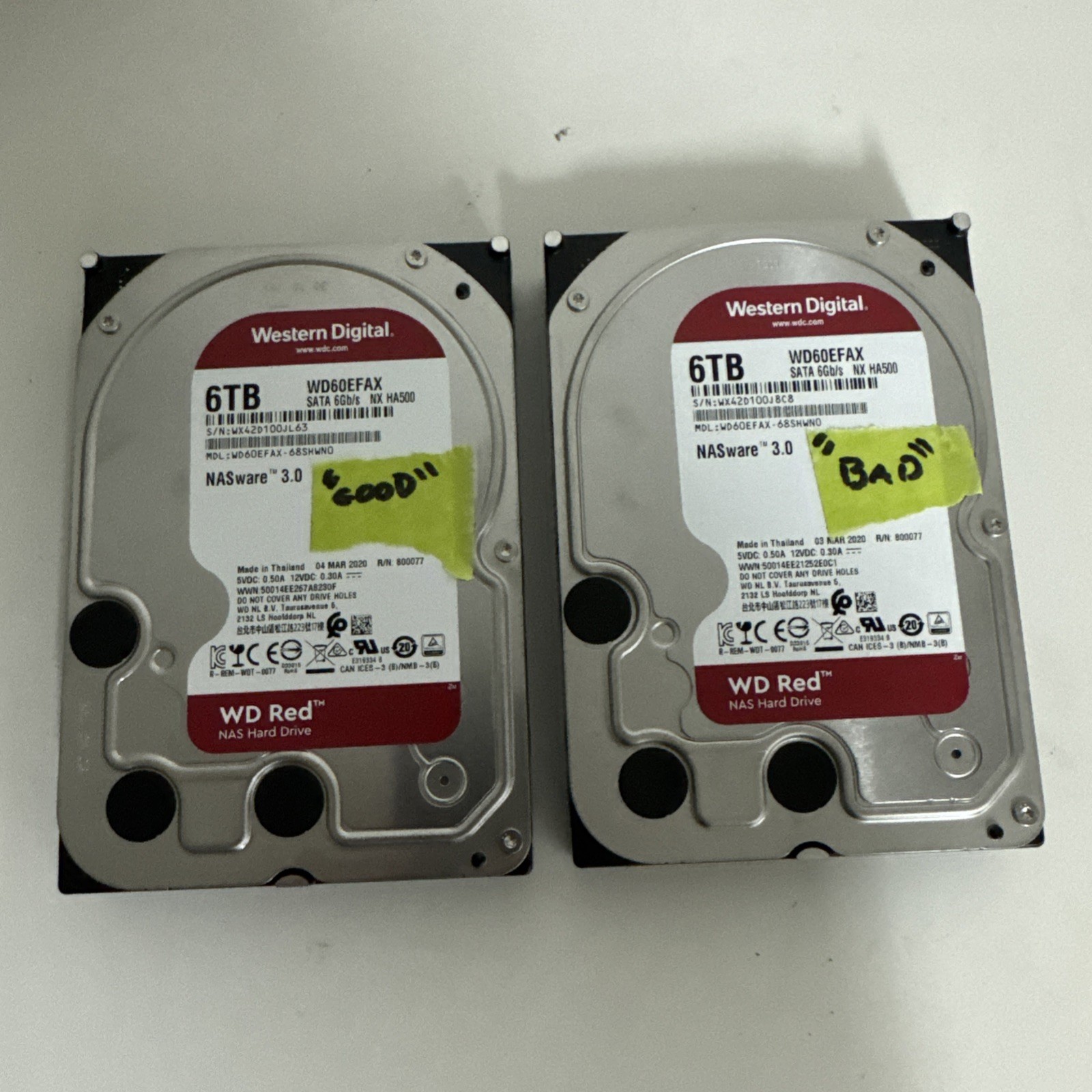 Western Digital WD Red 6TB WD60EFAX NAS Hard Drive SATA 5400RPM 3.5 - SMART Good