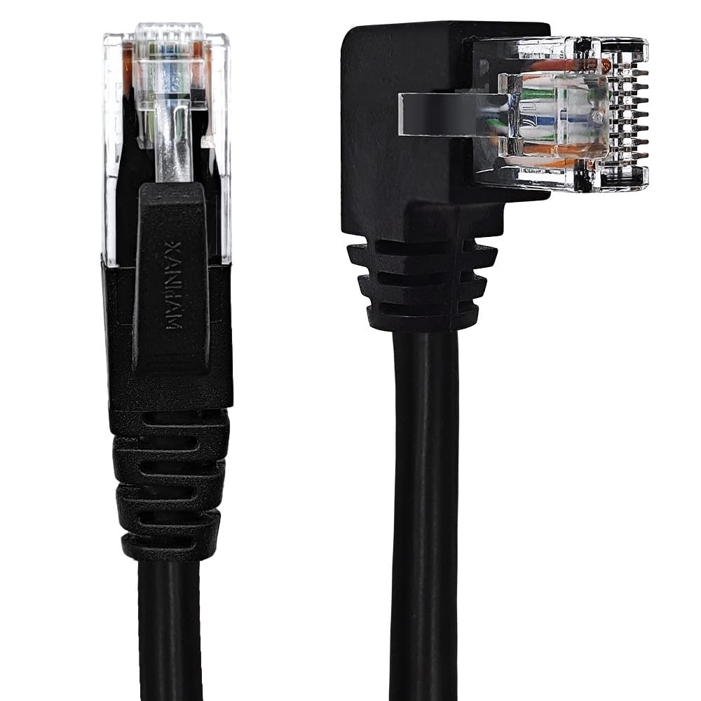 90 Degree Cat 6 Ethernet Cable Right Angle 3.3FT RJ45 Network Patch Cord Down...