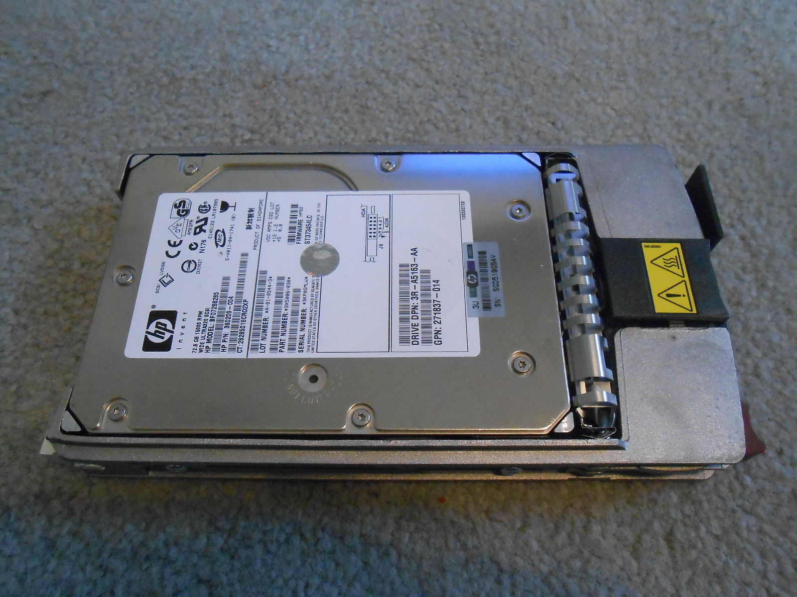 3R-A5163-AA 72.8GB WIDE ULTRA320 80-PIN 15K HOT SWAPABLE HARD DRIVE - 360209-004