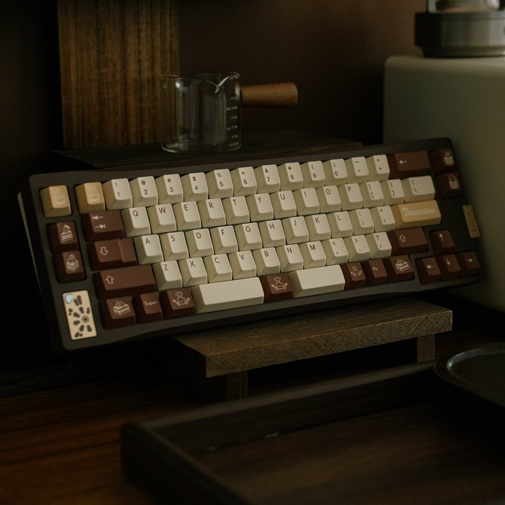 Brown White Chocolate Tiramisu Cherry Profile Dye-subs PBT Keycap Set