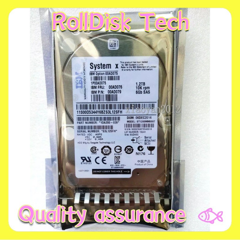 New NEW IBM / LENOVO 00AD075 00AD076 00AD079 1.2TB 10K 6G SAS 2.5" Hard Drive